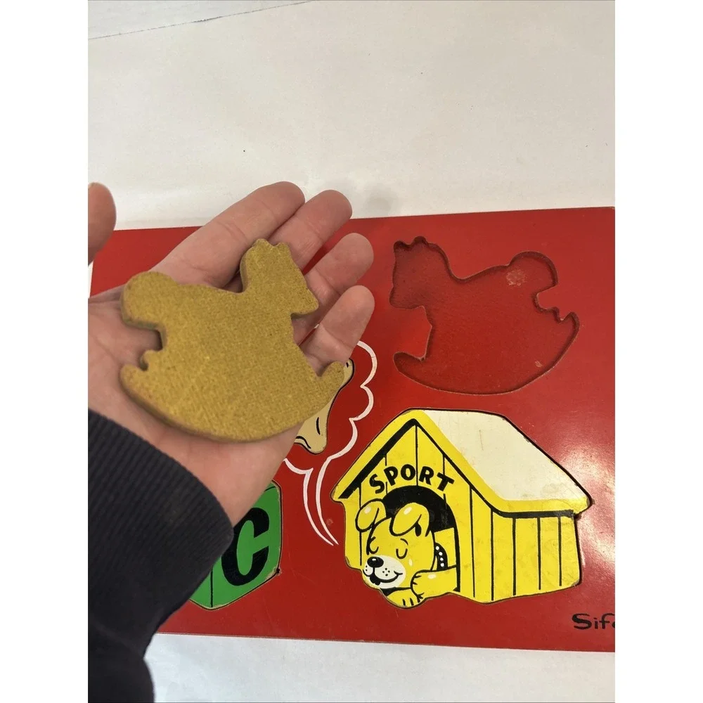 Vintage SIFO Wooden Toy‎ Puppy Honey Bee Shape Puzzle Read